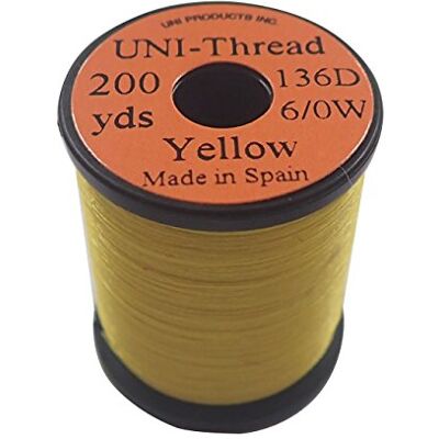 Tiemco 1 x UNI Fil de montage JAUNE 200 yards (182m) 6/0 - Publicité Tiemco 1 x UNI Fil de montage JAUNE 200 yards (182m) 6/0 - Publicité