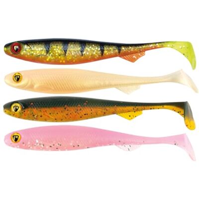 Fox Rage Lot de 4 leurres en caoutchouc pour la pêche au brochet, à la perche et au sandre, UV Slick Shad Mixed Colour Pack, longueur : 13 cm - Publicité Fox Rage Lot de 4 leurres en caoutchouc pour la pêche au brochet, à la perche et au sandre, UV Slick Shad Mixed Colour Pack, longueur : 13 cm - Publicité