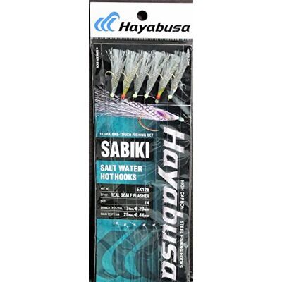 Sabiki Hayabusa EX126 Lot de 14 clignotants UV à 6 crochets - Publicité Sabiki Hayabusa EX126 Lot de 14 clignotants UV à 6 crochets - Publicité