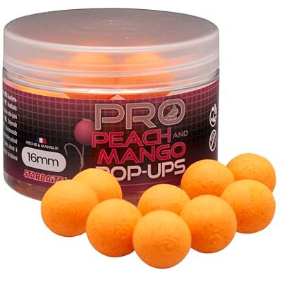 StarBaits Bouillettes Pro Peach + Mango Pop Up 12mm 50g D.16mm Orange Fluo 83799 - Publicité StarBaits Bouillettes Pro Peach + Mango Pop Up 12mm 50g D.16mm Orange Fluo 83799 - Publicité