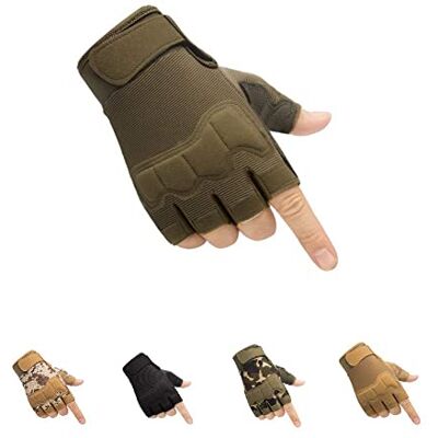 HYCOPROT Gants Tactiques sans Doigts, Gants Militaires de Plein air Légers, Respirants et Protecteurs pour Le Tir, la Chasse, la Coto, l'escalade (Vert, Large) - Publicité HYCOPROT Gants Tactiques sans Doigts, Gants Militaires de Plein air Légers, Respirants et Protecteurs pour Le Tir, la Chasse, la Coto, l'escalade (Vert, Large) - Publicité
