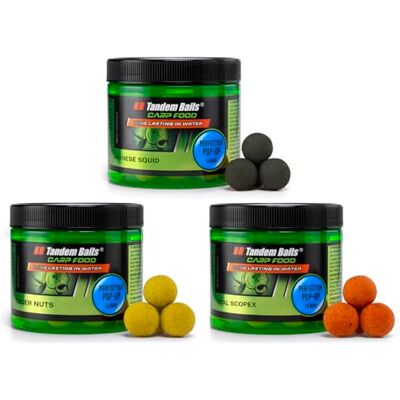 Tandem Baits Set de 3 Carp Food Perfection Mini Pop-Up Flavour Mix no 3, D'appâts pour carpes, Pêche de la Carpe, Peche, Pop-Ups, Bouillette Carpe, Professionnel Accessoires de Pêche Carpe 16mm 70g - Publicité Tandem Baits Set de 3 Carp Food Perfection Mini Pop-Up Flavour Mix no 3, D'appâts pour carpes, Pêche de la Carpe, Peche, Pop-Ups, Bouillette Carpe, Professionnel Accessoires de Pêche Carpe 16mm 70g - Publicité