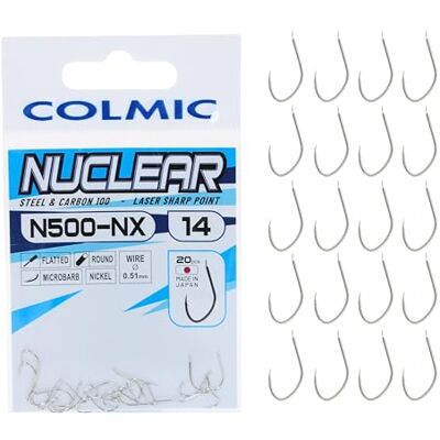 Colmic 20 Hameçons de Pêche Nuclear en Acier Carbone N500NX, Finition Nickel – Flatted, Round, Microbarb – Idéals pour Carpes et Gros Poissons Produit Officiel Colmic (14) - Publicité Colmic 20 Hameçons de Pêche Nuclear en Acier Carbone N500NX, Finition Nickel – Flatted, Round, Microbarb – Idéals pour Carpes et Gros Poissons Produit Officiel Colmic (14) - Publicité
