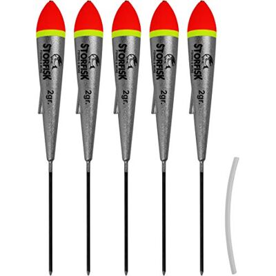 Storfisk fishing & more Lot de 5 flotteurs de pêche à la truite en argent avec tuyau en silicone Charge maximale : 2 g - Publicité Storfisk fishing & more Lot de 5 flotteurs de pêche à la truite en argent avec tuyau en silicone Charge maximale : 2 g - Publicité