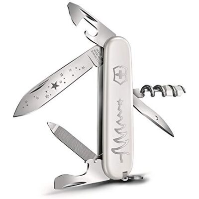 Couteau de poche Victorinox Sportsman White Christmas (13 fonctions, ouvre-boîtes, anneau) blanc - Publicité Couteau de poche Victorinox Sportsman White Christmas (13 fonctions, ouvre-boîtes, anneau) blanc - Publicité