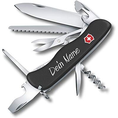 Victorinox Couteau de Poche Outrider avec Demande Pression sur La Coque I Cadeau pour Hommes Femmes I pour Anniversaire I Suisse Personnalisé avec 14 Fonctions Noir, 111 x 31 x 21.5 mm - Publicité Victorinox Couteau de Poche Outrider avec Demande Pression sur La Coque I Cadeau pour Hommes Femmes I pour Anniversaire I Suisse Personnalisé avec 14 Fonctions Noir, 111 x 31 x 21.5 mm - Publicité