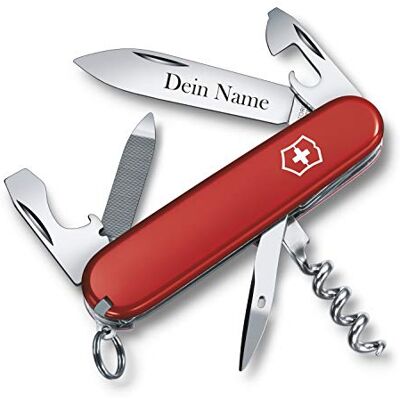 Victorinox Couteau de Poche Sportsman avec Demande Gravure sur Lame I Cadeau pour Hommes Femmes I pour Anniversaire I Suisse Personnalisé avec 13 Fonctions 0.3803 - Publicité Victorinox Couteau de Poche Sportsman avec Demande Gravure sur Lame I Cadeau pour Hommes Femmes I pour Anniversaire I Suisse Personnalisé avec 13 Fonctions 0.3803 - Publicité