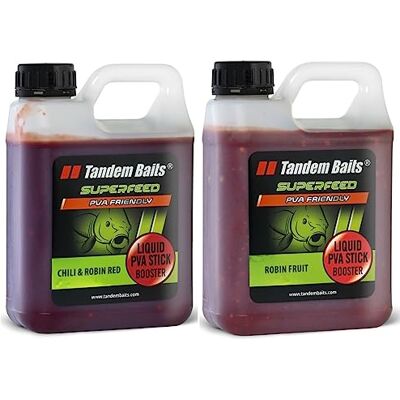 Tandem Baits Attractant Liquide Booster pour Pêche À La Carpe SuperFeed Liquid PVA Stick Booster 1000 ML Set De 2 Mélange De Saveurs Robin Red - Publicité Tandem Baits Attractant Liquide Booster pour Pêche À La Carpe SuperFeed Liquid PVA Stick Booster 1000 ML Set De 2 Mélange De Saveurs Robin Red - Publicité