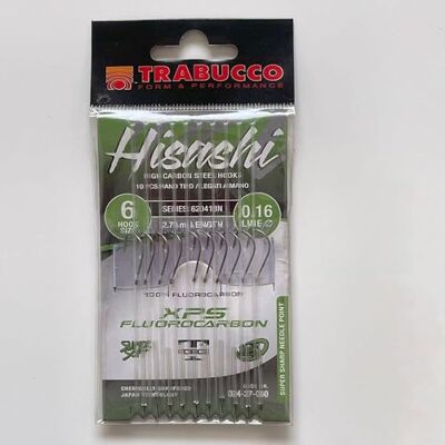 Trabucco Ligne Montée Trébuchet HISASHI Truite Hameçon Série 62041BN Nickel Regular XPS 100% Fluorocarbon- Longueur 170/270 cm Étang et ruisseau (crochet #6 Ø 0.16 mm 270 cm) - Publicité Trabucco Ligne Montée Trébuchet HISASHI Truite Hameçon Série 62041BN Nickel Regular XPS 100% Fluorocarbon- Longueur 170/270 cm Étang et ruisseau (crochet #6 Ø 0.16 mm 270 cm) - Publicité