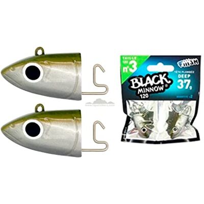 Black Minnow Fiiish 120 Jig Heads (Deep Jighead 37g Kaki) - Publicité Black Minnow Fiiish 120 Jig Heads (Deep Jighead 37g Kaki) - Publicité