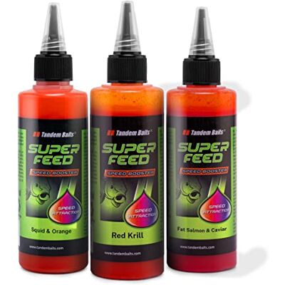 Tandem Baits Booster Attractant Liquide Pêche À La Carpe SuperFeed Speed Booster Set De 3 100 ML Mélange D’Arômes De Poisson - Publicité Tandem Baits Booster Attractant Liquide Pêche À La Carpe SuperFeed Speed Booster Set De 3 100 ML Mélange D’Arômes De Poisson - Publicité
