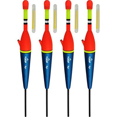 Storfisk fishing & more Lot de 4 flotteurs lumineux à craquer Avec kit de bâtons lumineux Cordon intérieur Poids : 8 g - Publicité Storfisk fishing & more Lot de 4 flotteurs lumineux à craquer Avec kit de bâtons lumineux Cordon intérieur Poids : 8 g - Publicité