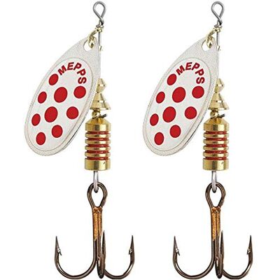 Mepps 2 X cuillers Aglia Décorées Argent Points Rouges Taille n°1/3,5 g - Publicité Mepps 2 X cuillers Aglia Décorées Argent Points Rouges Taille n°1/3,5 g - Publicité