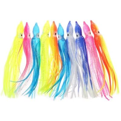 TTTLLNN Lot de 10 leurres de pêche souples en forme de calamar - Publicité TTTLLNN Lot de 10 leurres de pêche souples en forme de calamar - Publicité