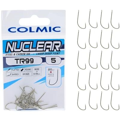 Colmic – 20 Hameçons de Pêche TR99 en Acier Carbone Bronze – Flatted, Round, Barb, Twisted – Spéciaux pour Truite en Lac et Appâts Naturels – Produit Officiel Colmic - Publicité Colmic – 20 Hameçons de Pêche TR99 en Acier Carbone Bronze – Flatted, Round, Barb, Twisted – Spéciaux pour Truite en Lac et Appâts Naturels – Produit Officiel Colmic - Publicité