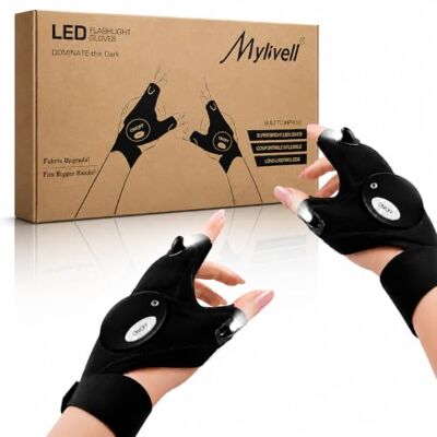 Mylivell Gants Lampe de Poche LED, Outil Mains Libres Idée Cadeau pour Homme, Papa, Bricoleur, Pêche, Réparation Voiture, Camping, Travail de Nuit - Publicité Mylivell Gants Lampe de Poche LED, Outil Mains Libres Idée Cadeau pour Homme, Papa, Bricoleur, Pêche, Réparation Voiture, Camping, Travail de Nuit - Publicité