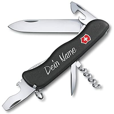 Victorinox Couteau de Poche Picknicker avec Demande Pression sur La Coque I Cadeau pour Hommes Femmes I pour Anniversaire I Suisse Personnalisé avec 11 Fonctions Noir, 111x31x16 mm - Publicité Victorinox Couteau de Poche Picknicker avec Demande Pression sur La Coque I Cadeau pour Hommes Femmes I pour Anniversaire I Suisse Personnalisé avec 11 Fonctions Noir, 111x31x16 mm - Publicité