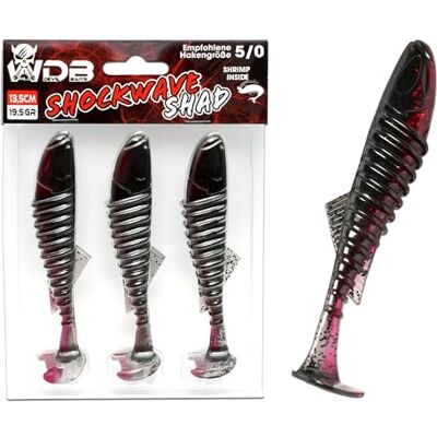 Angel-Berger Wild Devil Baits Shockwave Shad Baby Zander Lot de 3 leurres en caoutchouc pour brochet, perche, sandre, 13,5 cm - Publicité Angel-Berger Wild Devil Baits Shockwave Shad Baby Zander Lot de 3 leurres en caoutchouc pour brochet, perche, sandre, 13,5 cm - Publicité