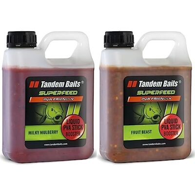 Tandem Baits Attractant Liquide Booster pour Pêche À La Carpe SuperFeed Liquid PVA Stick Booster 1000 ML Set De 2 Mélange De Saveurs Fruits - Publicité Tandem Baits Attractant Liquide Booster pour Pêche À La Carpe SuperFeed Liquid PVA Stick Booster 1000 ML Set De 2 Mélange De Saveurs Fruits - Publicité