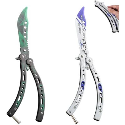 WANDGU Butterfly Trainer : 2 Pièces Couteaux Papillon Pliables d’Entraînement Lame Non Aiguisée Peigne Papillon Acier Inoxydable pour Couteau Balisong d’Entraînement Débutant - Publicité WANDGU Butterfly Trainer : 2 Pièces Couteaux Papillon Pliables d’Entraînement Lame Non Aiguisée Peigne Papillon Acier Inoxydable pour Couteau Balisong d’Entraînement Débutant - Publicité