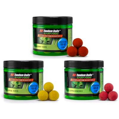 Tandem Baits Set de 3 Carp Food Perfection Mini Pop-Up Flavour Mix Fruit, D'appâts pour carpes, Pêche de la Carpe, Peche, Pop-Ups, Bouillette Carpe, Professionnel Accessoires de Pêche Carpe 16mm 70g - Publicité Tandem Baits Set de 3 Carp Food Perfection Mini Pop-Up Flavour Mix Fruit, D'appâts pour carpes, Pêche de la Carpe, Peche, Pop-Ups, Bouillette Carpe, Professionnel Accessoires de Pêche Carpe 16mm 70g - Publicité