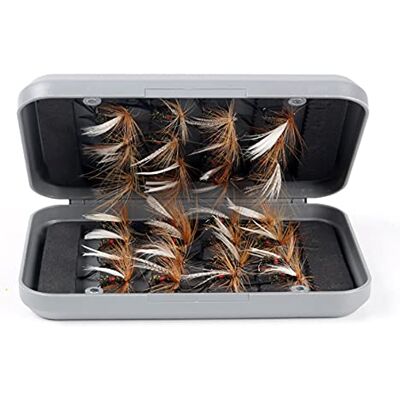 ANCLLO Kit de 32 Mouches de Pêche à la Mouche Avec Boîte Sèches et Humides Pour Bar, Saumon et Truite - Publicité ANCLLO Kit de 32 Mouches de Pêche à la Mouche Avec Boîte Sèches et Humides Pour Bar, Saumon et Truite - Publicité