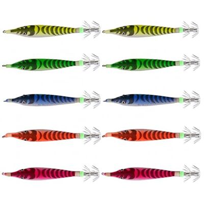 CHICHL LSHEL Appâts de pêche Turluttes Leurres Appâts Crochets pour Calmars Poulpes Appâts Lumineux Calmar Leurres Crevettes, 10PCS/5 Couleurs - Publicité CHICHL LSHEL Appâts de pêche Turluttes Leurres Appâts Crochets pour Calmars Poulpes Appâts Lumineux Calmar Leurres Crevettes, 10PCS/5 Couleurs - Publicité