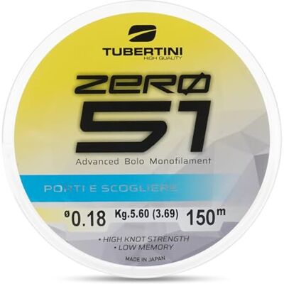 Tubertini Monofilament zéro 51 ports et récifs 150 m – 300 m – 1000 m du diamètre Ø 0,14 au diamètre Ø 0,20 mm – 6,20 kg – 150 mt) - Publicité Tubertini Monofilament zéro 51 ports et récifs 150 m – 300 m – 1000 m du diamètre Ø 0,14 au diamètre Ø 0,20 mm – 6,20 kg – 150 mt) - Publicité