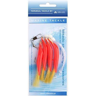 Mikado Bas de Ligne pour Cheveux Idéal pour cabillaud avec Tube Rouge et Plumes Jaunes ou Blanches avec hameçons 1/0 et 3/0 (Bas de Ligne 3/0 Rouge/Jaune). Publicité Mikado Bas de Ligne pour Cheveux Idéal pour cabillaud avec Tube Rouge et Plumes Jaunes ou Blanches avec hameçons 1/0 et 3/0 (Bas de Ligne 3/0 Rouge/Jaune). Publicité