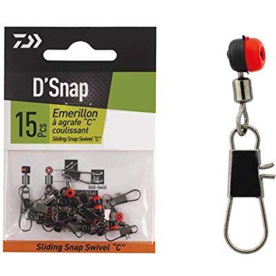Daiwa Emerillon Agrafe Coulissant Sliding Snap Swivel C Rouge Noir M D.0.60mm R.10kg Rouge-Black Nickel EM258210 - Publicité Daiwa Emerillon Agrafe Coulissant Sliding Snap Swivel C Rouge Noir M D.0.60mm R.10kg Rouge-Black Nickel EM258210 - Publicité