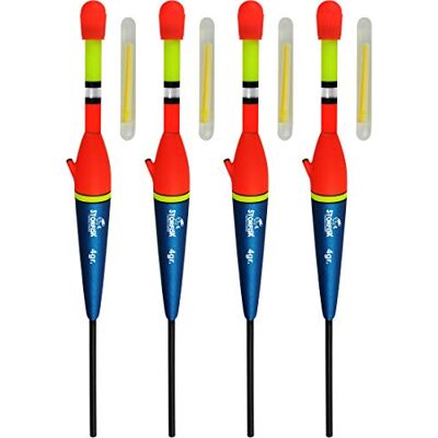 Storfisk fishing & more Lot de 4 flotteurs lumineux à craquer Avec kit de bâtons lumineux Cordon intérieur Poids : 4 g - Publicité Storfisk fishing & more Lot de 4 flotteurs lumineux à craquer Avec kit de bâtons lumineux Cordon intérieur Poids : 4 g - Publicité