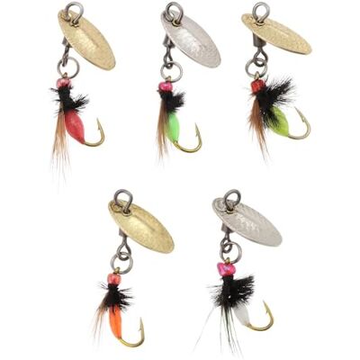 ECSiNG 5 Pièces Leurres Bionic pour Pêche à La Mouche avec Spinner pour Bar, Poisson-Soleil, Brochet, Truite Appât et Accessoires - Publicité ECSiNG 5 Pièces Leurres Bionic pour Pêche à La Mouche avec Spinner pour Bar, Poisson-Soleil, Brochet, Truite Appât et Accessoires - Publicité
