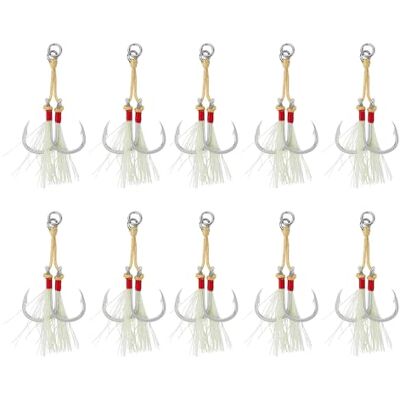 MiOYOOW Lot de 10 Hameçons d'assistance à la Pêche, Hameçons d'assistance au Jigging Double, Assist Hook Remplacement avec Pompon Lumineux pour la Pêche en Mer et Shore Vertical - Publicité MiOYOOW Lot de 10 Hameçons d'assistance à la Pêche, Hameçons d'assistance au Jigging Double, Assist Hook Remplacement avec Pompon Lumineux pour la Pêche en Mer et Shore Vertical - Publicité