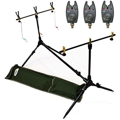 G8DS rod pod Rod Pod with Bite Alarms for 3 Rods and Bag Included Hängebissa ' by NGT - Publicité G8DS rod pod Rod Pod with Bite Alarms for 3 Rods and Bag Included Hängebissa ' by NGT - Publicité