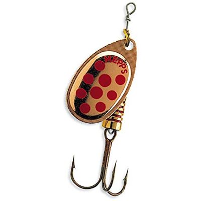 Mepps Spinner aglia cuillère de pêche decoree à pois taille 3–spinner cuivre/rouge - Publicité Mepps Spinner aglia cuillère de pêche decoree à pois taille 3–spinner cuivre/rouge - Publicité