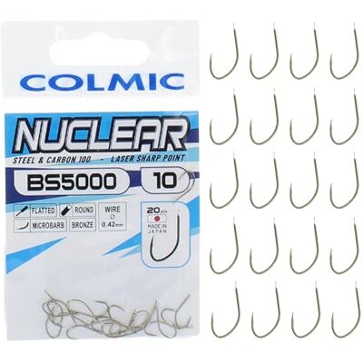 Colmic – 20 hameçons de pêche BS5000 Match Line en Acier au Carbone Bronze – à Patte Plate, Ronds, Micro-ardillon – légers et précis pour la pêche Technique – Produit Officiel Colmic - Publicité Colmic – 20 hameçons de pêche BS5000 Match Line en Acier au Carbone Bronze – à Patte Plate, Ronds, Micro-ardillon – légers et précis pour la pêche Technique – Produit Officiel Colmic - Publicité