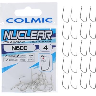 Colmic 20 Hameçons de Pêche Nuclear en Acier Carbone N600, Finition Nickel – Flatted, Round, Microbarb – Idéals pour Truite Produit Officiel Colmic (4) - Publicité Colmic 20 Hameçons de Pêche Nuclear en Acier Carbone N600, Finition Nickel – Flatted, Round, Microbarb – Idéals pour Truite Produit Officiel Colmic (4) - Publicité