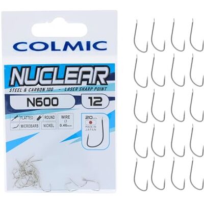 Colmic 20 Hameçons de Pêche Nuclear en Acier Carbone N600, Finition Nickel – Flatted, Round, Microbarb – Idéals pour Truite Produit Officiel Colmic (12) - Publicité Colmic 20 Hameçons de Pêche Nuclear en Acier Carbone N600, Finition Nickel – Flatted, Round, Microbarb – Idéals pour Truite Produit Officiel Colmic (12) - Publicité