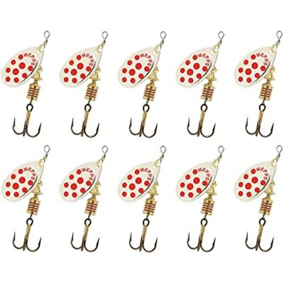 Cuiller Tournante A Palette Ovale Mepps Aglia Lot de 10 No2-4,5G Argent Points Rouges - Publicité Cuiller Tournante A Palette Ovale Mepps Aglia Lot de 10 No2-4,5G Argent Points Rouges - Publicité