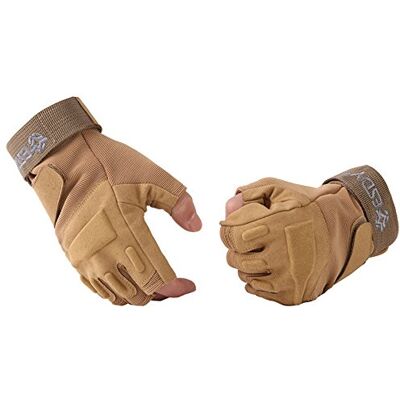 NOGA Fingerless Militaire Tactique Airsoft Chasse Jeu équitation Gants de Sport en Plein air (Tan, L) - Publicité NOGA Fingerless Militaire Tactique Airsoft Chasse Jeu équitation Gants de Sport en Plein air (Tan, L) - Publicité