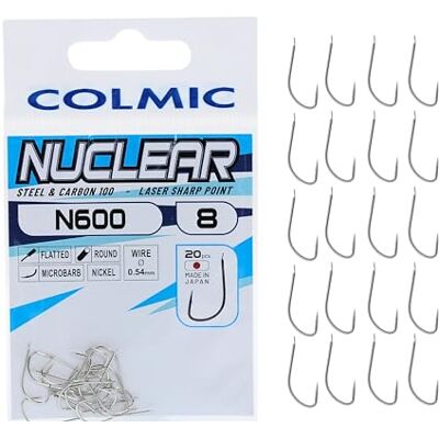 Colmic 20 Hameçons de Pêche Nuclear en Acier Carbone N600, Finition Nickel – Flatted, Round, Microbarb – Idéals pour Truite Produit Officiel Colmic (8) - Publicité Colmic 20 Hameçons de Pêche Nuclear en Acier Carbone N600, Finition Nickel – Flatted, Round, Microbarb – Idéals pour Truite Produit Officiel Colmic (8) - Publicité