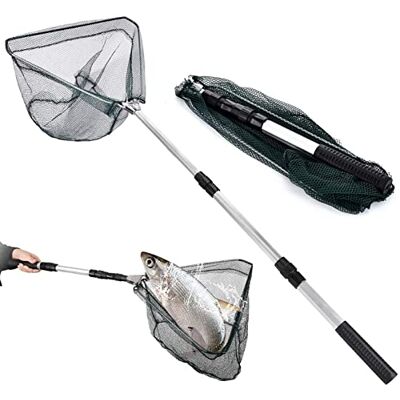 LEcylankEr Épuisette de pêche pliable épuisette caoutchoutée avec manche télescopique de 120 cm épuisette de capture épuisette de pêche pour fishing - Publicité LEcylankEr Épuisette de pêche pliable épuisette caoutchoutée avec manche télescopique de 120 cm épuisette de capture épuisette de pêche pour fishing - Publicité