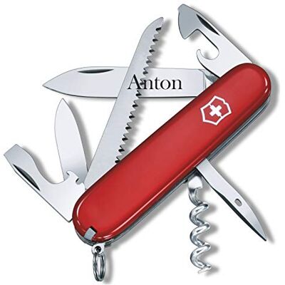 Victorinox Couteau de Poche Camper avec Demande Gravure sur Lame I Cadeau pour Hommes Femmes I pour Anniversaire I Suisse Personnalisé avec 13 Fonctions 1.3613 - Publicité Victorinox Couteau de Poche Camper avec Demande Gravure sur Lame I Cadeau pour Hommes Femmes I pour Anniversaire I Suisse Personnalisé avec 13 Fonctions 1.3613 - Publicité