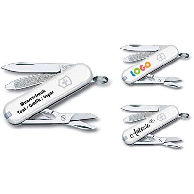 Victorinox Couteau de Poche Classique SD avec Demande Impression sur Coque I Cadeau pour Hommes Femmes I Cadeaux pour Anniversaire I Suisse Personnalisé 7 Fonctions Blanc - Publicité Victorinox Couteau de Poche Classique SD avec Demande Impression sur Coque I Cadeau pour Hommes Femmes I Cadeaux pour Anniversaire I Suisse Personnalisé 7 Fonctions Blanc - Publicité