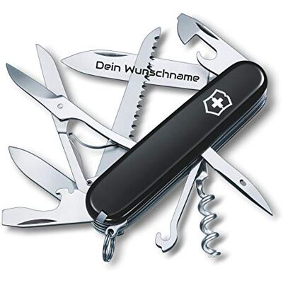 Victorinox Couteau de Poche Huntsman Avec Demande Gravure Sur Lame I Cadeau pour Hommes Femmes I Pour Anniversaire I Suisse Personnalisé Avec 15 Fonctions 1.3713 Noir, 91x27x18 mm - Publicité Victorinox Couteau de Poche Huntsman Avec Demande Gravure Sur Lame I Cadeau pour Hommes Femmes I Pour Anniversaire I Suisse Personnalisé Avec 15 Fonctions 1.3713 Noir, 91x27x18 mm - Publicité