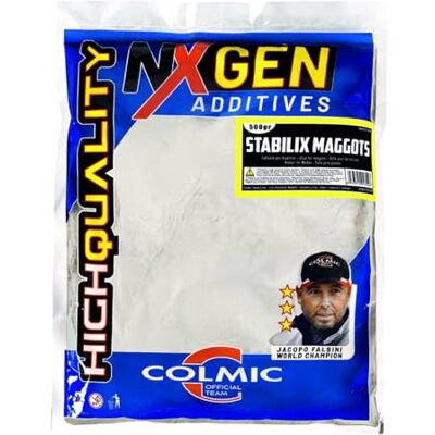 Intégrateur de colles pour asticots Colmic Stabilix Maggots gr 500 recharge - Publicité Intégrateur de colles pour asticots Colmic Stabilix Maggots gr 500 recharge - Publicité