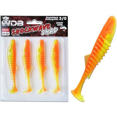 Angel-Berger Wild Devil Baits Shockwave Shad Baby Zander Lot de 3 leurres en caoutchouc pour pêche au brochet, perche, sandre, 13,5 cm - Publicité Angel-Berger Wild Devil Baits Shockwave Shad Baby Zander Lot de 3 leurres en caoutchouc pour pêche au brochet, perche, sandre, 13,5 cm - Publicité