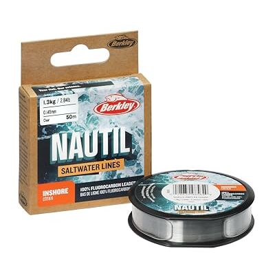 Berkley Nautil Inshore Fluorocarbon Bas de Ligne de pêche Robuste et résistant à l'abrasion Ligne en fluorocarbone pour Eau salée et Eau Douce avec Bobine Easy Clip 0,30 mm 14,1 LB 50 m - Publicité Berkley Nautil Inshore Fluorocarbon Bas de Ligne de pêche Robuste et résistant à l'abrasion Ligne en fluorocarbone pour Eau salée et Eau Douce avec Bobine Easy Clip 0,30 mm 14,1 LB 50 m - Publicité