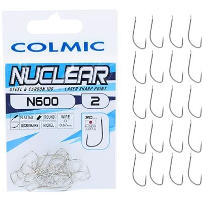 Colmic 20 Hameçons de Pêche Nuclear en Acier Carbone N600, Finition Nickel – Flatted, Round, Microbarb – Idéals pour Truite Produit Officiel Colmic (2) - Publicité Colmic 20 Hameçons de Pêche Nuclear en Acier Carbone N600, Finition Nickel – Flatted, Round, Microbarb – Idéals pour Truite Produit Officiel Colmic (2) - Publicité