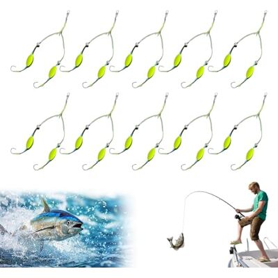Galenecx 10 Pièces Double Reverse Fishing Hook Set, Anti Tangle Split Fishing Hooks, Hameçon pour Carpe, avec Ligne de Base Inversée, pour Jigging, Drifting et Casting en Eau Douce et en Eau Salée - Publicité Galenecx 10 Pièces Double Reverse Fishing Hook Set, Anti Tangle Split Fishing Hooks, Hameçon pour Carpe, avec Ligne de Base Inversée, pour Jigging, Drifting et Casting en Eau Douce et en Eau Salée - Publicité